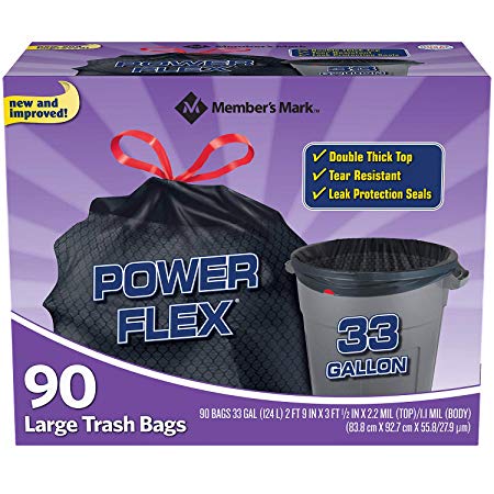 Member's Mark 33-Gallon Power-Guard Drawstring Trash Bags (90 ct.) - Trash Bags