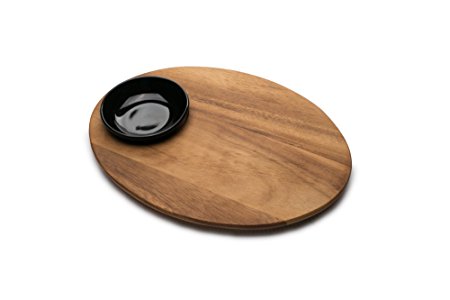 Ironwood Gourmet 28147 Bread Board With Dipping Bowl, Acacia Wood