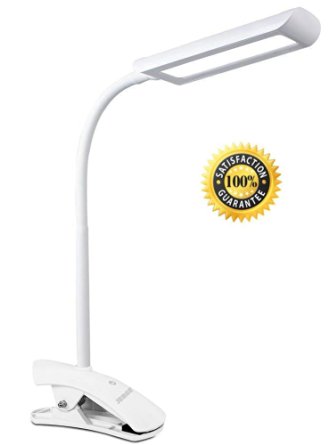 JEBSENS - Z2 Super Bright Clamp On LED Desk Lamp - Large Clamp Clip Anywhere with Flexible Goose Neck , 7W 3 Brightness Level Touch Dimmer, Eye-Care, 5000K Daylight White