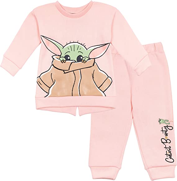 Star Wars Mandalorian The Child Girls Fleece Pullover Sweatshirt and Pants Set