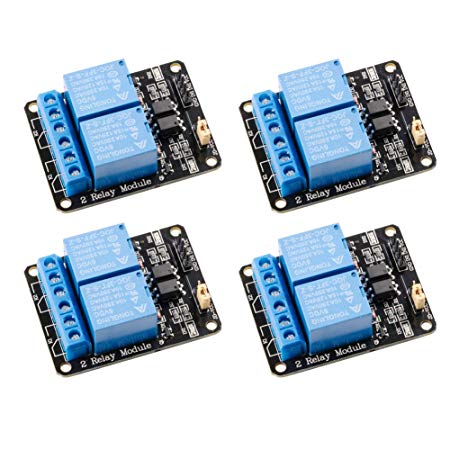 Qunqi 4pcs 5V 2 Channel 5V Relay Module with Optocoupler Low Level Trigger Expansion Board for Arduino UNO R3 MEGA 2560 1280 DSP ARM PIC AVR STM32 Raspberry Pi
