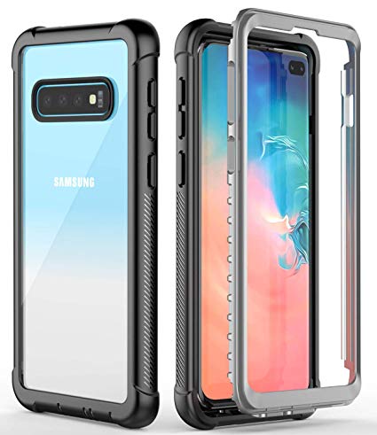Temdan Samsung Galaxy S10 Plus Case, Rugged Shockproof Bumper Case Without Built-in Screen Protector Compatible with Samsung Galaxy S10 Plus, Black/Clear