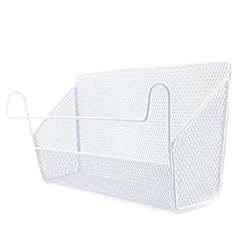 HMANE Storage Basket, Iron Hanging Shelf for Dormitory Bedside Desktop Corner-White