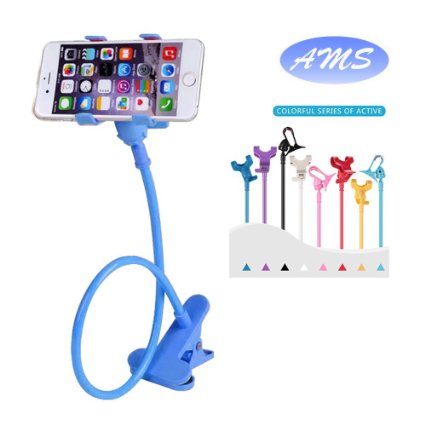 AMS Universal Cell Phone Holder, Clip Holder, Lazy Bracket Flexible Long Arms for All Mobile, Fit On Desktop Bed Mobile Stand for Bedroom, Office, Kitchen