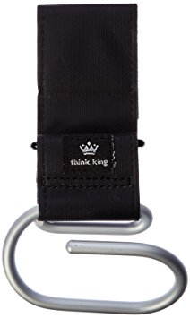 Think King Jumbo Swirly Hook for Strollers/Walkers, Brushed Aluminum/Black