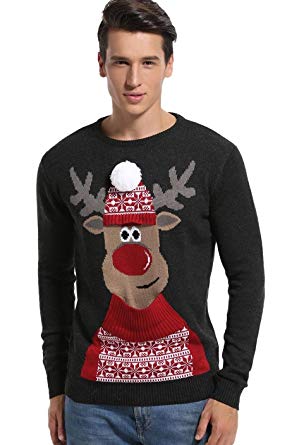 Daisysboutique Men's Holiday Reindeer Snowman Santa Snowflakes Sweater