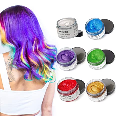 Temporary Hair Color Wax Color Hair Dye Hair Styling Hair Wax Color Nice and Easy to Wash Hair Color (6 Colors Kit)