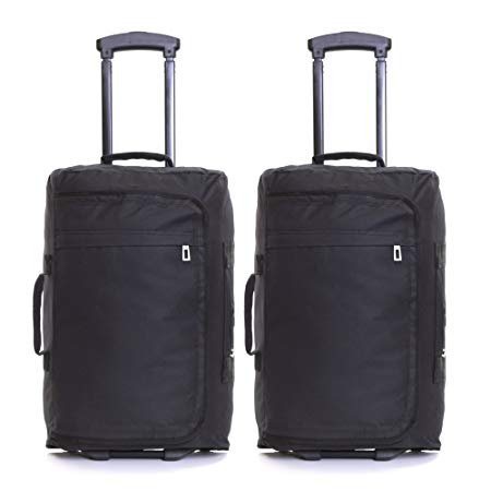 Set of 2 Super Lightweight Cabin Approved Wheeled Bags (Black)