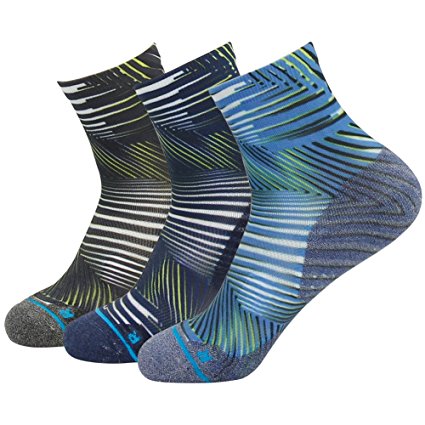 Hiking Socks, HUSO Unisex Digital Printed Quick Wicking Quarter Socks 1,3,4 Pairs