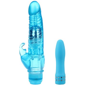 Lover Fire New Generation Rabbit Dildo Sex Toy Vibrator with Clit Stimulator w/ BONUS Crystal Diamond Vibrator
