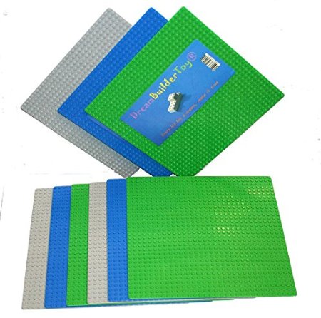 Lego Compatible Building Plates - 10" x 10" Baseplate - Variety Pack (6 Pack) Compatible with Legos and Duplo (Pack of 6, Variety)