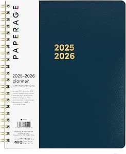 PAPERAGE 2 Year Spiral Bound Planner 2025-2026 (Navy), 24 Month (January 2025 - December 2026), 8.5 in x 11 in, Monthly Spreads & Yearly Plans, Includes Additional Note Pages & Trackers