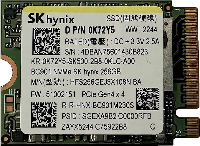 OEM SK Hynix BC901 256GB M.2 PCI-e GEN 4X4 NVME SSD Internal Solid State Drive 30mm 2230 Form Factor M Key Steam Deck