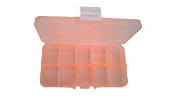 ANSIO 93922 Multi-Purpose Tiny 10 Compartments Adjustable Plastic Storage Box/Jewel Case/Tool Container - Transparent Orange