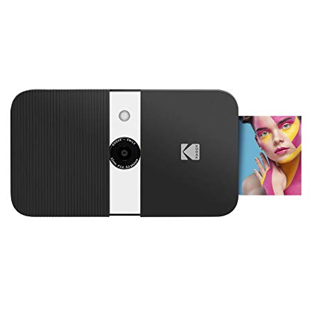 KODAK Smile Instant Print Digital Camera – Slide-Open 10MP Camera w/2x3 Zink Printer, Screen, Fixed Focus, Auto Flash & Photo Editing – Black/White