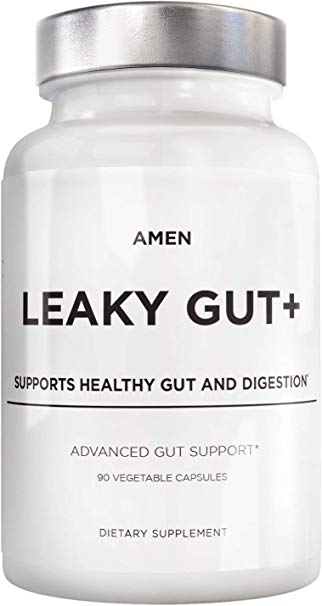 Amen Leaky Gut Supplements, Advanced Gut Support with Bioavailable L Glutamine Licorice Root (deglycyrrhizinated) Zinc Probiotics & Fermented Prebiotics to Support Healthy Gut and Digestion, 90 Count