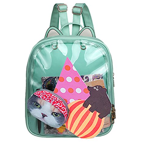 Smilecoco Candy Leather Cat Backpack Plastic Transparent Beach Girls School Bag