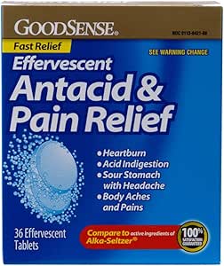 Goodsense Effervescent Antacid and Pain Relief, Blue, 36 Count