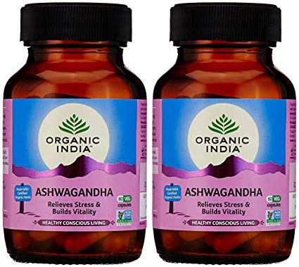 Organic India Ashwagandha Capsules - 60 Capsules (Pack of 2)