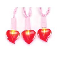 20ct Red Valentine Heart Light Set on Pink Cord