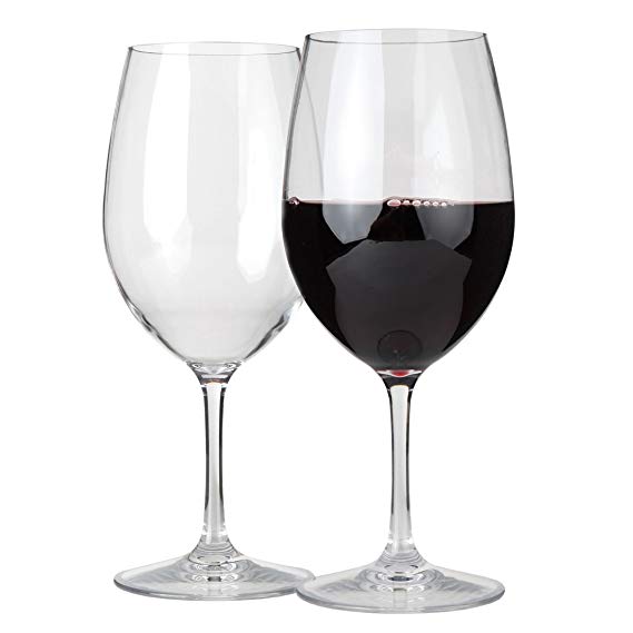 Lily's Home Unbreakable Cabernet and Merlot Bordeaux Red Wine Glasses, Made of Shatterproof Tritan Plastic, Ideal for Indoor and Outdoor Use, Reusable and Crystal Clear (20 oz. Each, Set of 2)