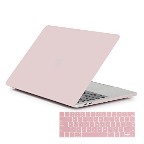 MacBook Pro 15 Case 2016 A1707, JOKHANG Rubberized Hard Case Shell Cover [2 in 1] with Keyboard Cover for Apple Macbook Pro 15" (2016 Release A1707) with Touch Bar/Touch ID -(Baby Pink) Rose Quartz