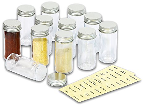 SimpleHouseware 12 Spice Bottles w/ label Set