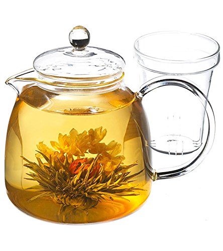GROSCHE Munich 42 oz. Glass Infuser Teapot with included tea infuser, 1250 ml (42 fl oz) capcity
