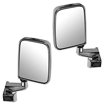 Manual Side View Mirrors Folding Chrome Pair Set for 87-02 Jeep Wrangler