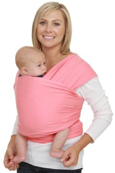 AmBaby Baby Wrap Sling - Baby Carrier Sling for Newborns and Toddlers up to the age of 3 years - Soft and Stretchy Wrap - Breastfeeding Sling - Grey, Pink and Black colours available (Pink)