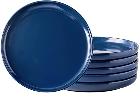 AmorArc Ceramic Plates Set Of 6, 8 Inch Small Plates Use for Dessert, Salad, Appetizer etc ,Microwave and Dishwasher Safe, Scratch Resistant Small Dinner Plate-NAVY BLUE