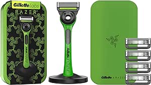 Gillette Labs Edición Limitada Razer Maquinilla de Afeitar Hombre con Barra Exfoliante   5 Cuchillas de Afeitar de Recambio   Base Magnética y Estuche de Viaje Razer