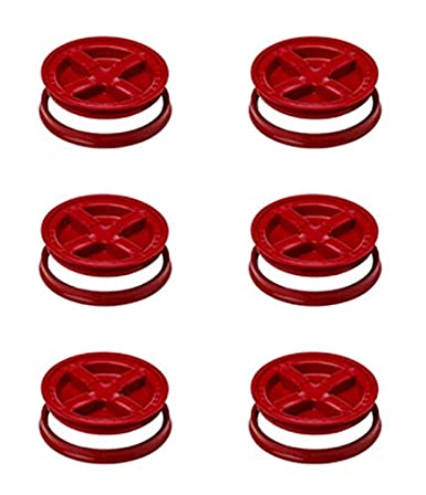 5 Gallon Red Gamma Seal Lid- 6 Pack
