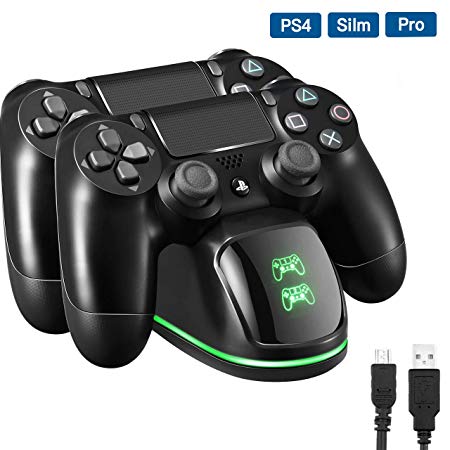 PS4 Controller Charger, TopElek DualShock 4 Controller Charger Station, Dual USB Fast Charging Dock with LED Indicator and Overcharging Protection, for Sony Playstation 4/PS4/PS4 Slim/PS4 Pro