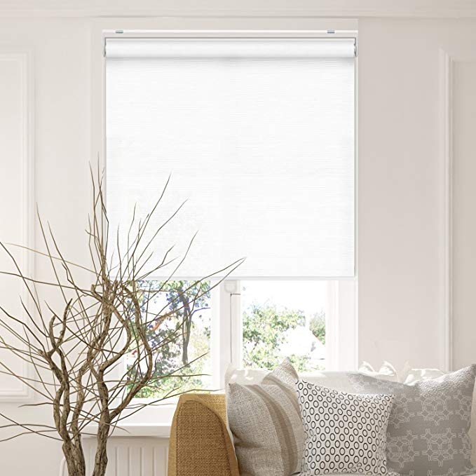 CHICOLOGY Snap-N'-Glide Cordless Roller Shades Smooth Privacy Window Blind 23" W X 72" H Felton White (Natural Woven)