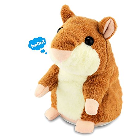 APUPPY Mimicry Pet Talking Hamster Repeats What You Say Plush Animal Toy Electronic Hamster Mouse for Boy and Girl Gift,3 x 5.7 inches( Brown )