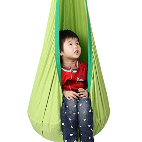 Pellor Hanging Seat Hammock Swing New Complete Set Kids Therapeutic (Green)