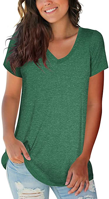 Womens Tops V Neck Tee Casual Short Sleeve and Long Sleeve T Shirts