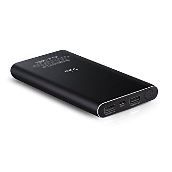 Tqka 10000mAh Power Bank, One of the Most Chic and Attractive Portable Chargers, Dual USB Output Brilliant External Battery Pack for iPhone, Samsung, HTC, Tablets and More - Black