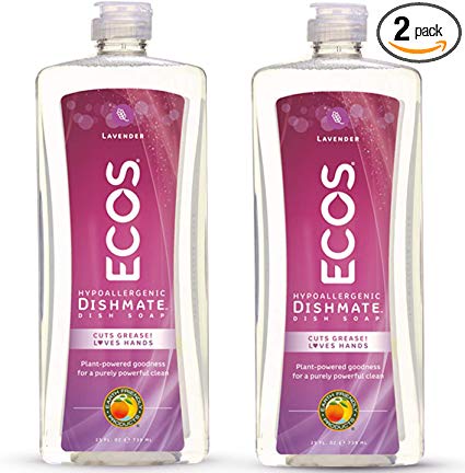 Earth Friendly Products ECOS Dishmate Dish Liquid, Lavender 25 oz. (Pack of 2)