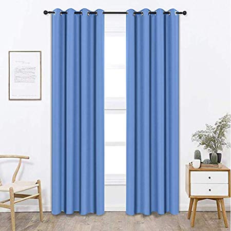 Bardwil Blackout Curtains Panels for Bedroom - Window Curtain Panels Treatment Thermal Insulated Solid Grommet Blackout Drapes (1-Pack, 52 x 72 inch, Blue)