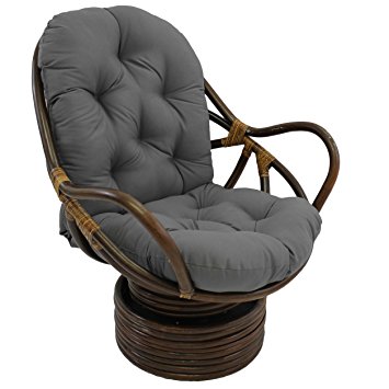 Blazing Needles Solid Twill Swivel Rocker Chair Cushion, 48" x 24", Steel Grey