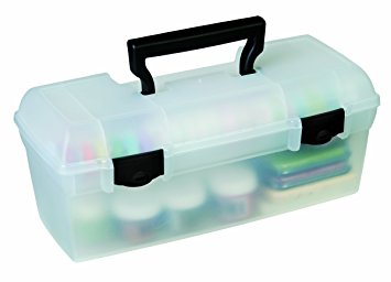 ArtBin Essentials Lift Out Tray with Black Latches and Handle-Clear Art/ Craft Storage Box, 83805