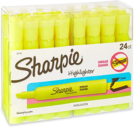 Sharpie Accent Tank Style Highlighters, Fluorescent Yellow, 24 Highlighters (20142)