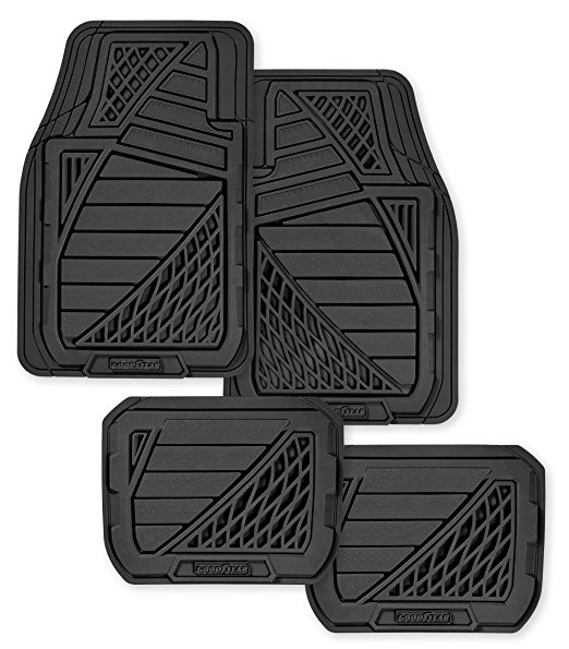 Goodyear GY6204 Black Universal Premium Rubber Floor Mat Set - 4 Piece