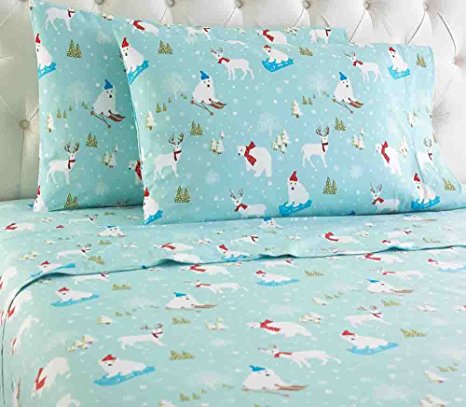 Shavel Micro Flannel Sheet Set, Queen, Fun In The Snow