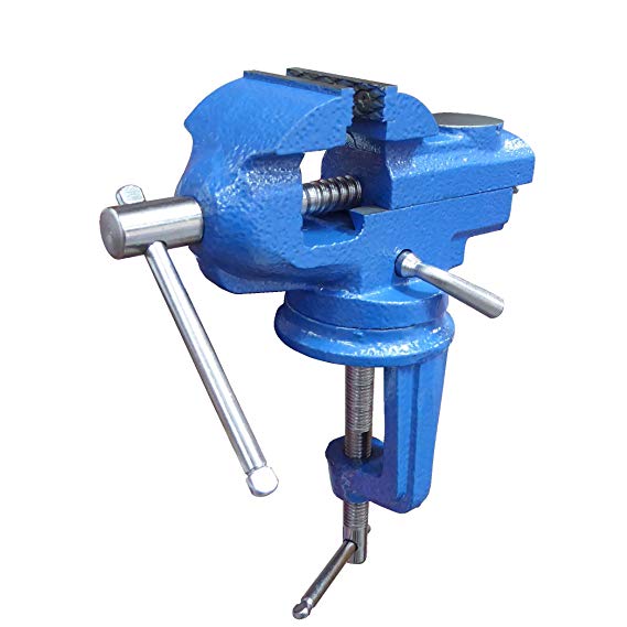Small Clamp on Work Bench Vise with Anvil and Swivel Base
