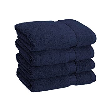 Superior 900 GSM Luxury Bathroom Hand Towels, Made of 100% Premium Long-Staple Combed Cotton, Set of 4 Hotel & Spa Quality Hand Towels - Navy Blue, 20" x 30" each