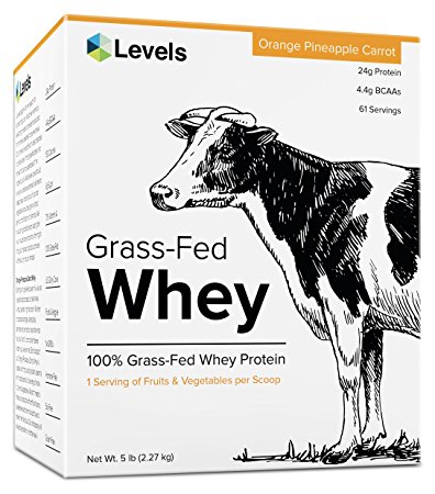 Levels Recovery Whey Protein, 100% Grass Fed, Orange Pineapple Carrot, 5 LB, Real Fruit and Veggie Carbohydrates, No GMOs
