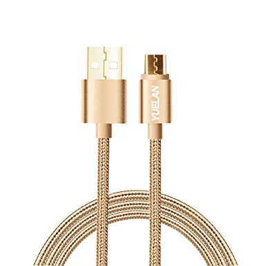 Micro USB Cable, 6.6FT YUELAN Nylon Braided Cable High Speed USB 2.0 A Male To Micro B Charging & Data Sync Cable Cord with Gold-Plated Connectors for Android, Samsung, HTC, Nokia and More